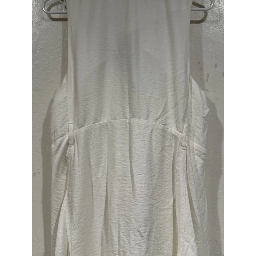 By Anthropologie White Longline Duster Vest Sleeveless Open Front M/L Petite NEW